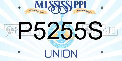 P5255S Mississippi License Plate