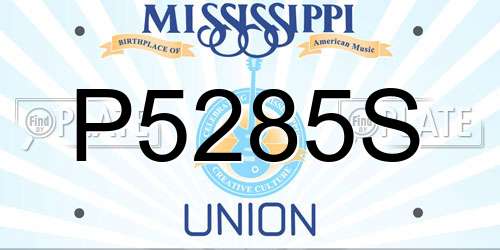 P5285S Mississippi License Plate