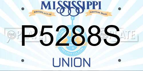 P5288S Mississippi License Plate