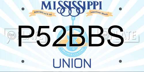 P52BBS Mississippi License Plate