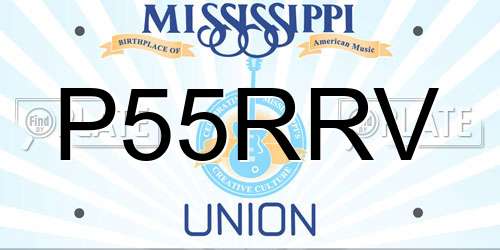 P55RRV Mississippi License Plate