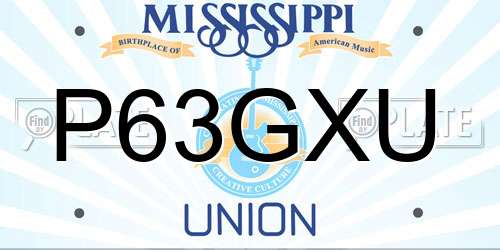 P63GXU Mississippi License Plate