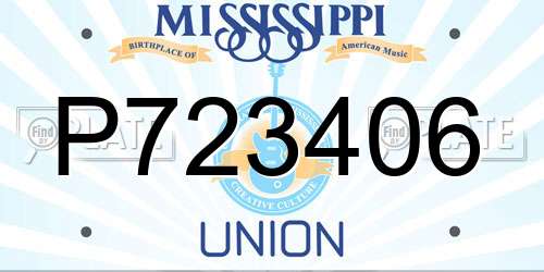 P723406 Mississippi License Plate