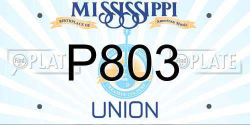 P803 Mississippi License Plate