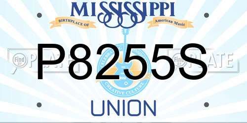 P8255S Mississippi License Plate