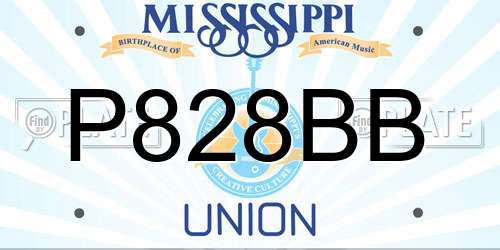 P828BB Mississippi License Plate