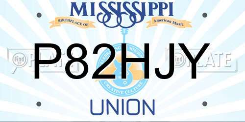 P82HJY Mississippi License Plate