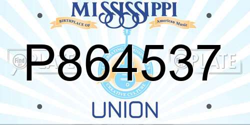 P864537 Mississippi License Plate