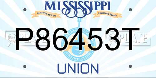 P86453T Mississippi License Plate