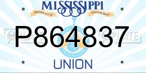 P864837 Mississippi License Plate
