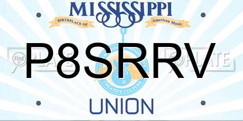 P8SRRV Mississippi License Plate