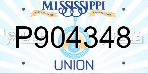 P904348 Mississippi License Plate