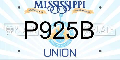 P925B Mississippi License Plate