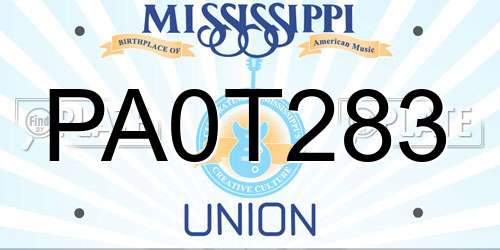 PA0T283 Mississippi License Plate
