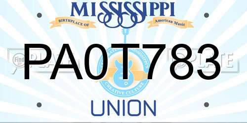 PA0T783 Mississippi License Plate