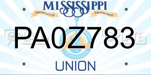 PA0Z783 Mississippi License Plate