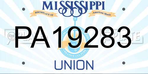 PA19283 Mississippi License Plate
