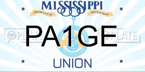 PA1GE Mississippi License Plate