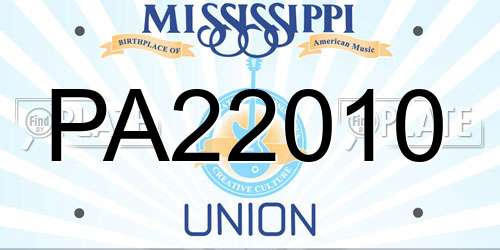 PA22010 Mississippi License Plate