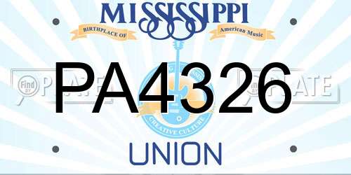 PA4326 Mississippi License Plate