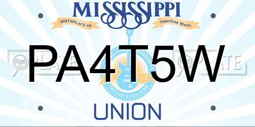PA4T5W Mississippi License Plate