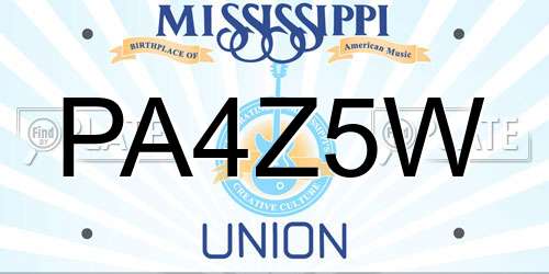 PA4Z5W Mississippi License Plate