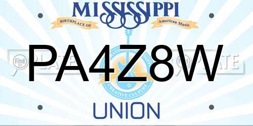 PA4Z8W Mississippi License Plate