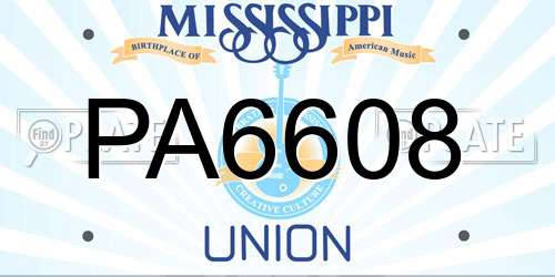 PA6608 Mississippi License Plate