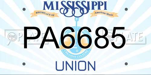PA6685 Mississippi License Plate