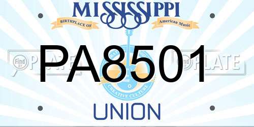 PA8501 Mississippi License Plate