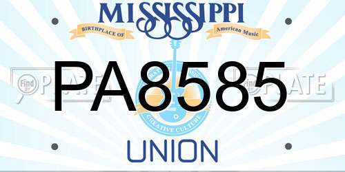 PA8585 Mississippi License Plate