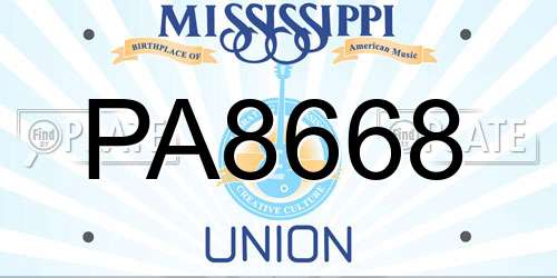 PA8668 Mississippi License Plate
