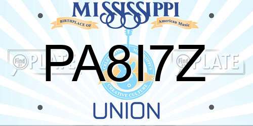 PA8I7Z Mississippi License Plate