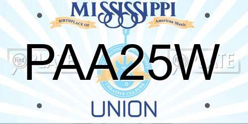 PAA25W Mississippi License Plate