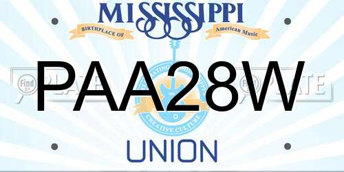 PAA28W Mississippi License Plate