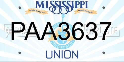 PAA3637 Mississippi License Plate