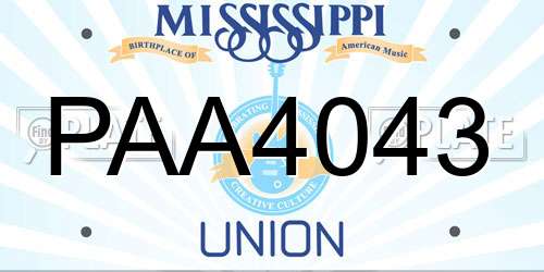 PAA4043 Mississippi License Plate
