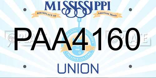 PAA4160 Mississippi License Plate
