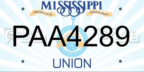 PAA4289 Mississippi License Plate