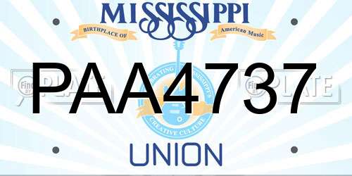 PAA4737 Mississippi License Plate