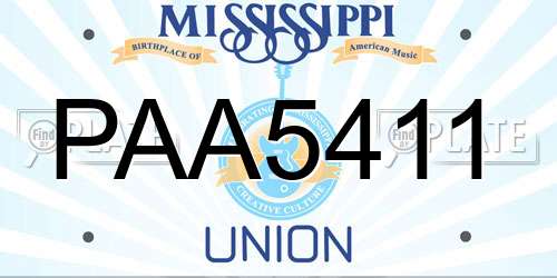 PAA5411 Mississippi License Plate
