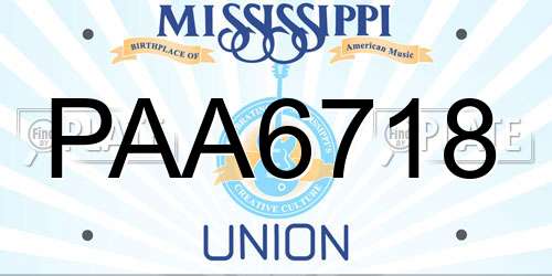 PAA6718 Mississippi License Plate