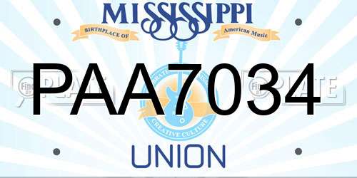 PAA7034 Mississippi License Plate