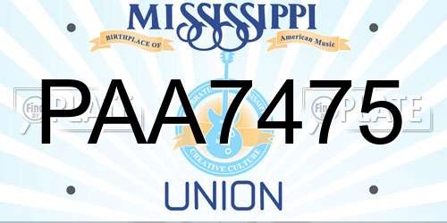 PAA7475 Mississippi License Plate