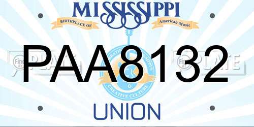PAA8132 Mississippi License Plate