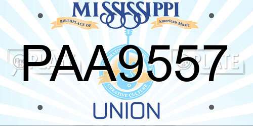 PAA9557 Mississippi License Plate