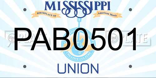 PAB0501 Mississippi License Plate