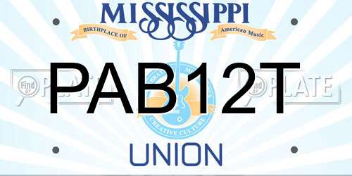 PAB12T Mississippi License Plate