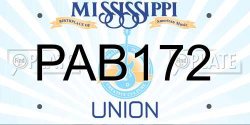 PAB172 Mississippi License Plate