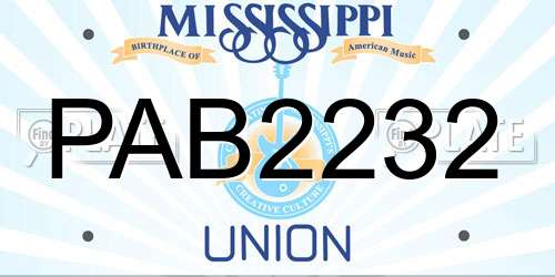 PAB2232 Mississippi License Plate